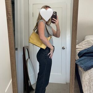 Chic Yellow Leather Shoulder Bag